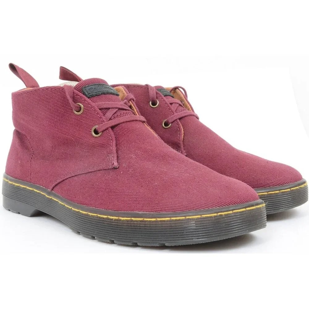 Dr. Martens Men's 9 WMNS 10 Mayport Overdyed Twill Canvas Lace Low Boots Oxblood
